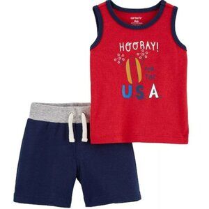 NWT. CARTER'S Baby Boy 2-Piece Hooray USA Outfit Set